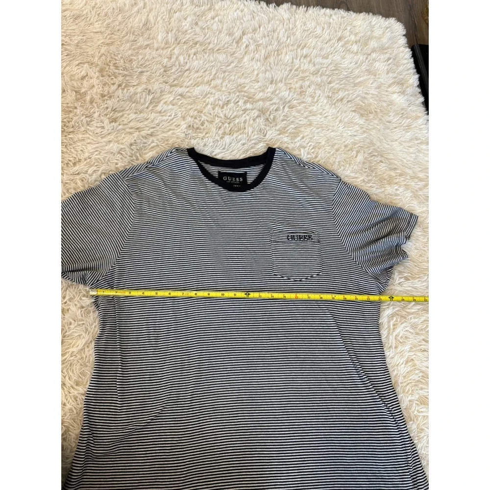 Guess Men's Striped Pocket T-Shirt Short‎ Sleeve Size XXL TTG Black White - Picture 3 of 6